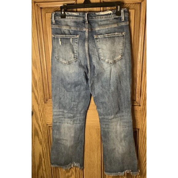 Risen jeans straight distressed denim jeans size 11/30 women's 26.5" inseam - Picture 4 of 5